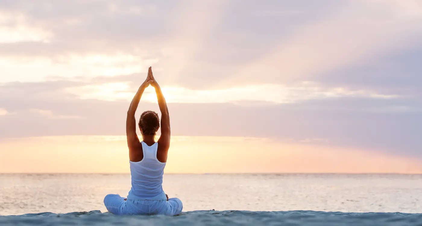 beach-yoga-meditation-health-inner2 Woman on the Beach Doing Yoga