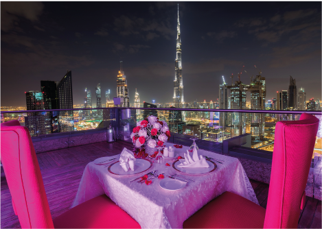 Playa Beach Club Dinner Table for a Couple Overlooking Burj Khalifa